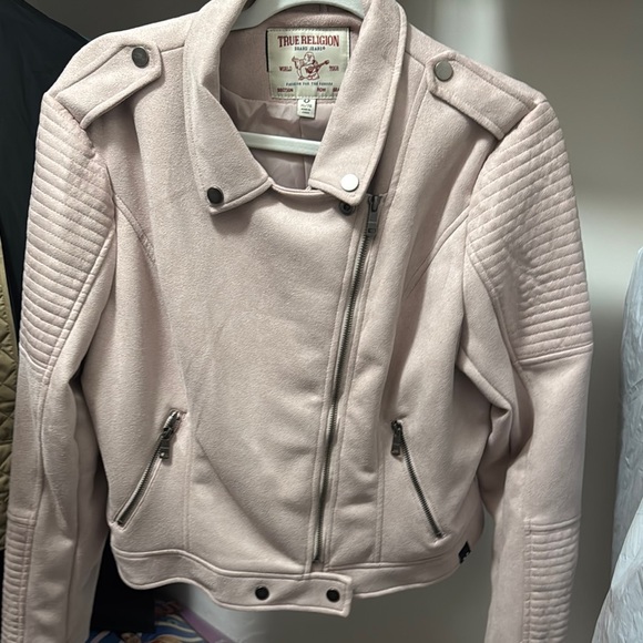 True Religion Light Pink Leather Jacket - Picture 1 of 2
